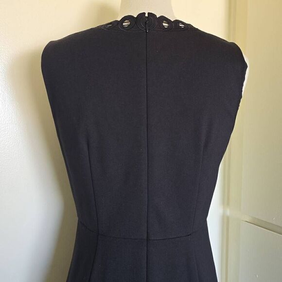 Talbots Fit and Flare Black Ponte Knit Dress with embroidered scallop neckline a - Picture 11 of 11